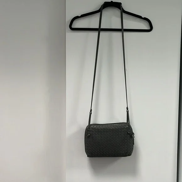 Bottega Veneta Nodini Intrecciato Crossbody Bag Grey